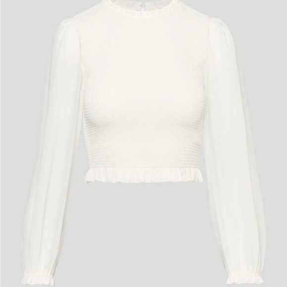 Aritzia Wilfred Tempest smoked chiffon blouse in light birch xs - Picture 5 of 6